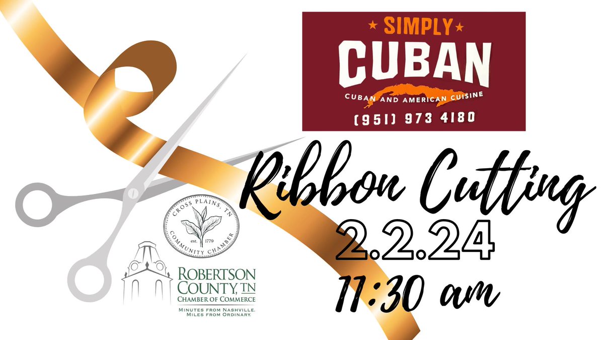 Be sure to join us Friday at 11:30 am for the ribbon Cutting at Simply Cuban in Cross Plains!