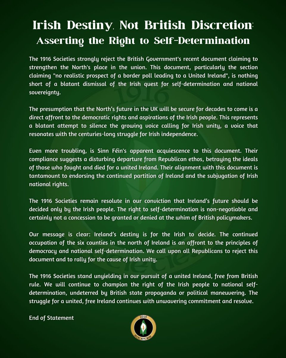 'Irish Destiny, Not British Discretion - Asserting the Right to Self-Determination.' Please read and share.