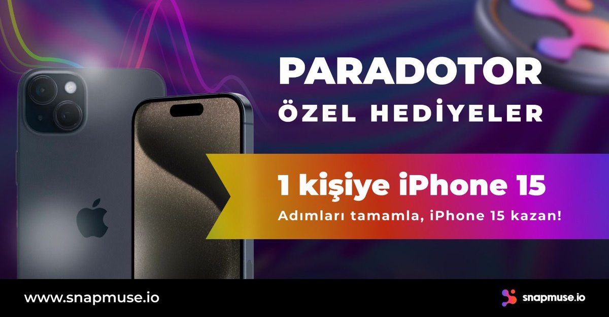 İPHONE 15 HEDİYE; 1- Bu paylaşımı RT et. 2- Telegram hesabına gir. t.me/snapmuseio 3- Twitter hesabını takip et. x.com/snapmuseio