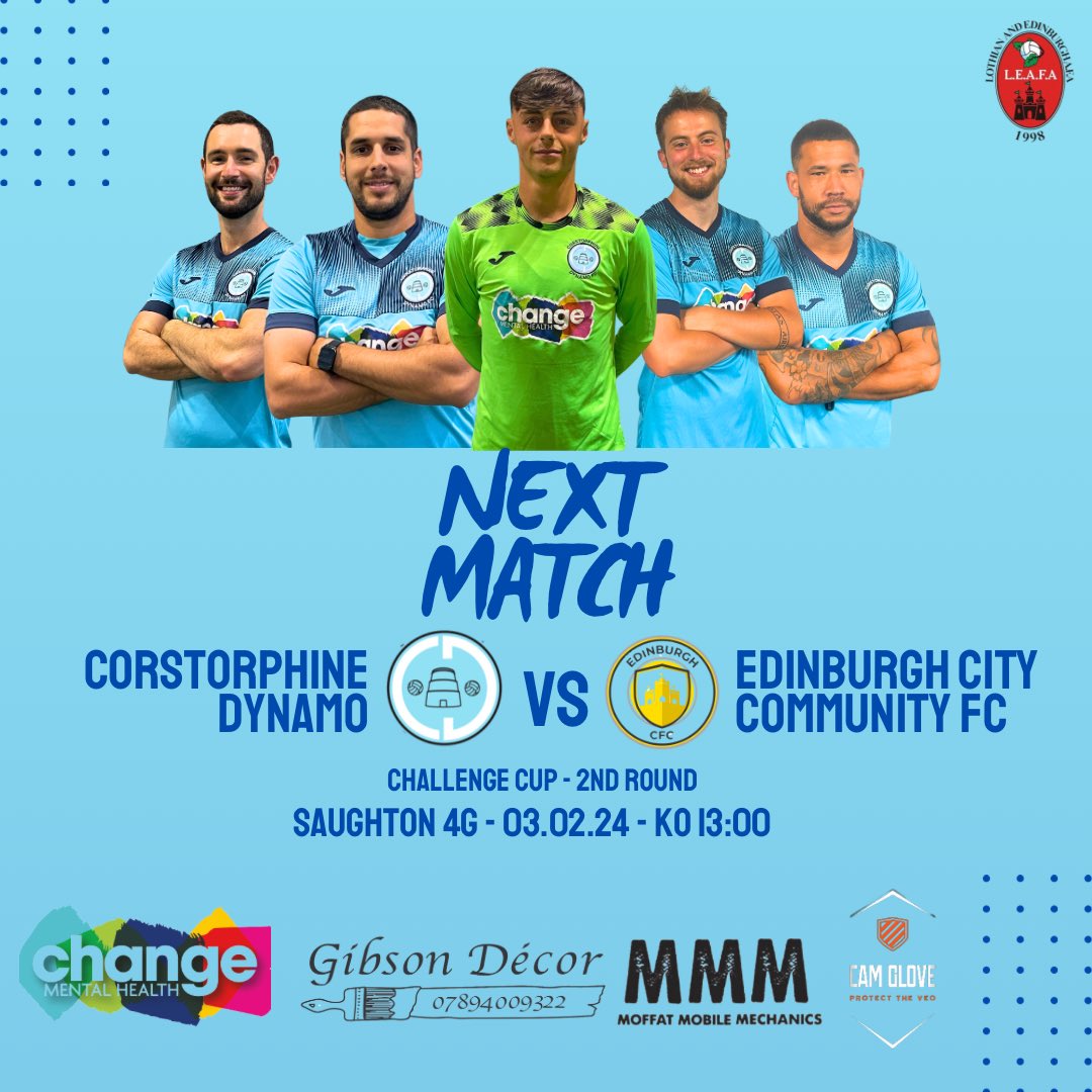 AMS|

Next up we play Edinburgh City Community FC in the <a href="/LeafaOfficial/">Official_LEAFA</a> Challenge Cup

📆 - 03/02/24
🗺️ - Saughton 4G
⏰ - 13:00 KO