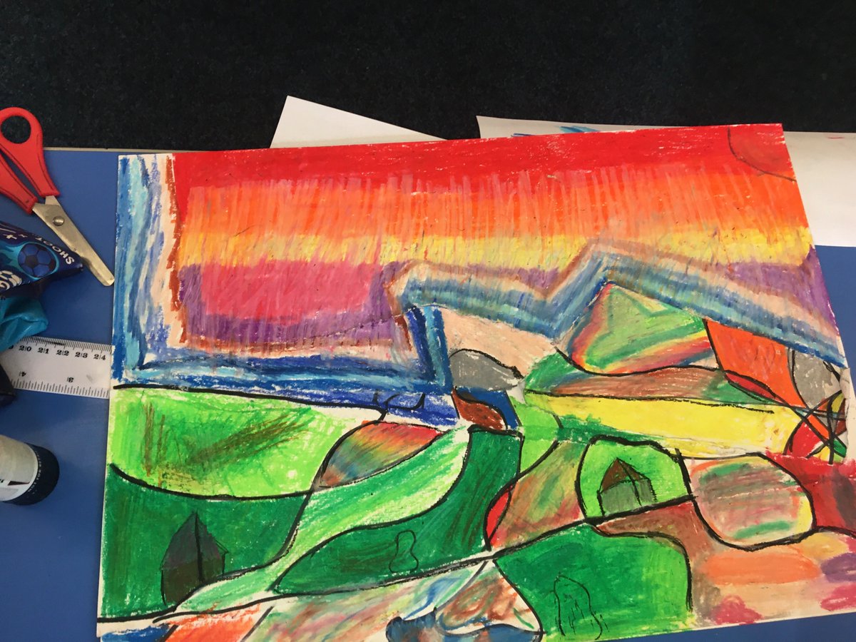 CyfunoConwy's tweet photo. Prosiect Gwobr Celf hefo @ysgoldolddelan Dolwyddelan gyda artist @wendycouling. Gwaith yn seiliedig ar waith Peter Prendegast. Gwaith y plant yn wych! @artawards https://t.co/oYM1MCPlP6