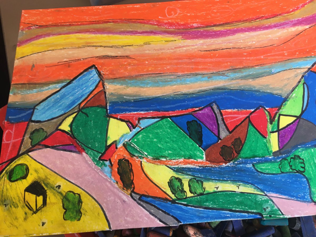 CyfunoConwy's tweet photo. Prosiect Gwobr Celf hefo @ysgoldolddelan Dolwyddelan gyda artist @wendycouling. Gwaith yn seiliedig ar waith Peter Prendegast. Gwaith y plant yn wych! @artawards https://t.co/oYM1MCPlP6