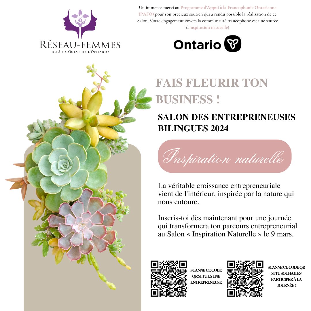 ReseauFemmesSOO's tweet image. 🌿✨ Explorez le pouvoir de l'inspiration naturelle au Salon "Inspiration Naturelle". Inscrivez-vous maintenant pour une journée transformative le 9 mars! 🚀 linktr.ee/reseaufemmessoo 

#Salon2024 #InscrivezVous #InspirationNaturelle #SalondesEntrepreneusesBilingue