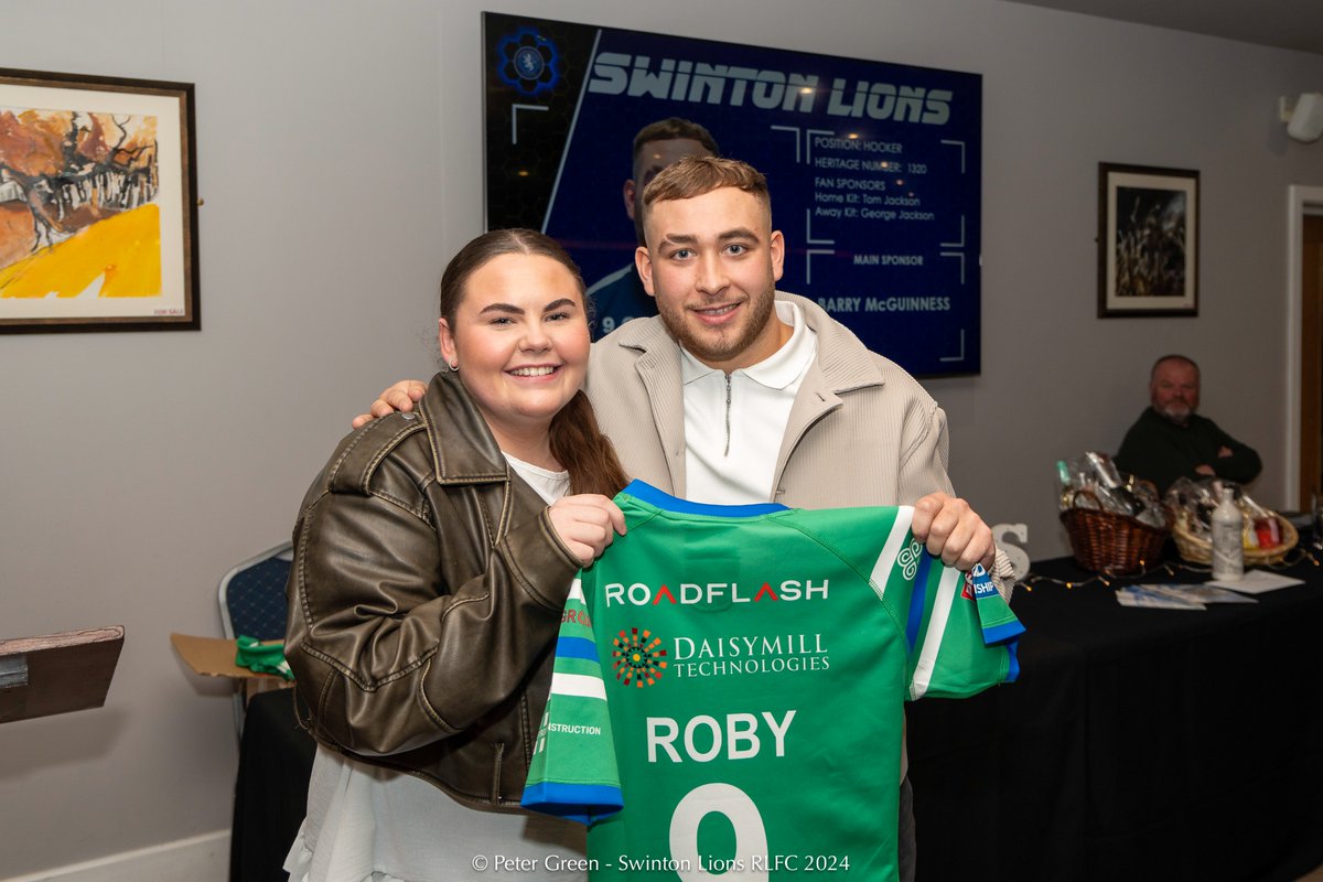 DaisymillT's tweet photo. Our Managing Director Barry and Project Co-ordinator Lois attended the 2024 season launch for Swinton Lions, Who Daisymill are proud to sponsor again this upcoming season! Barry is now also the personal sponsor of number 9 George Roby! Come on Lions #team #rugby #sponsors #proud https://t.co/psGQvVsPBK