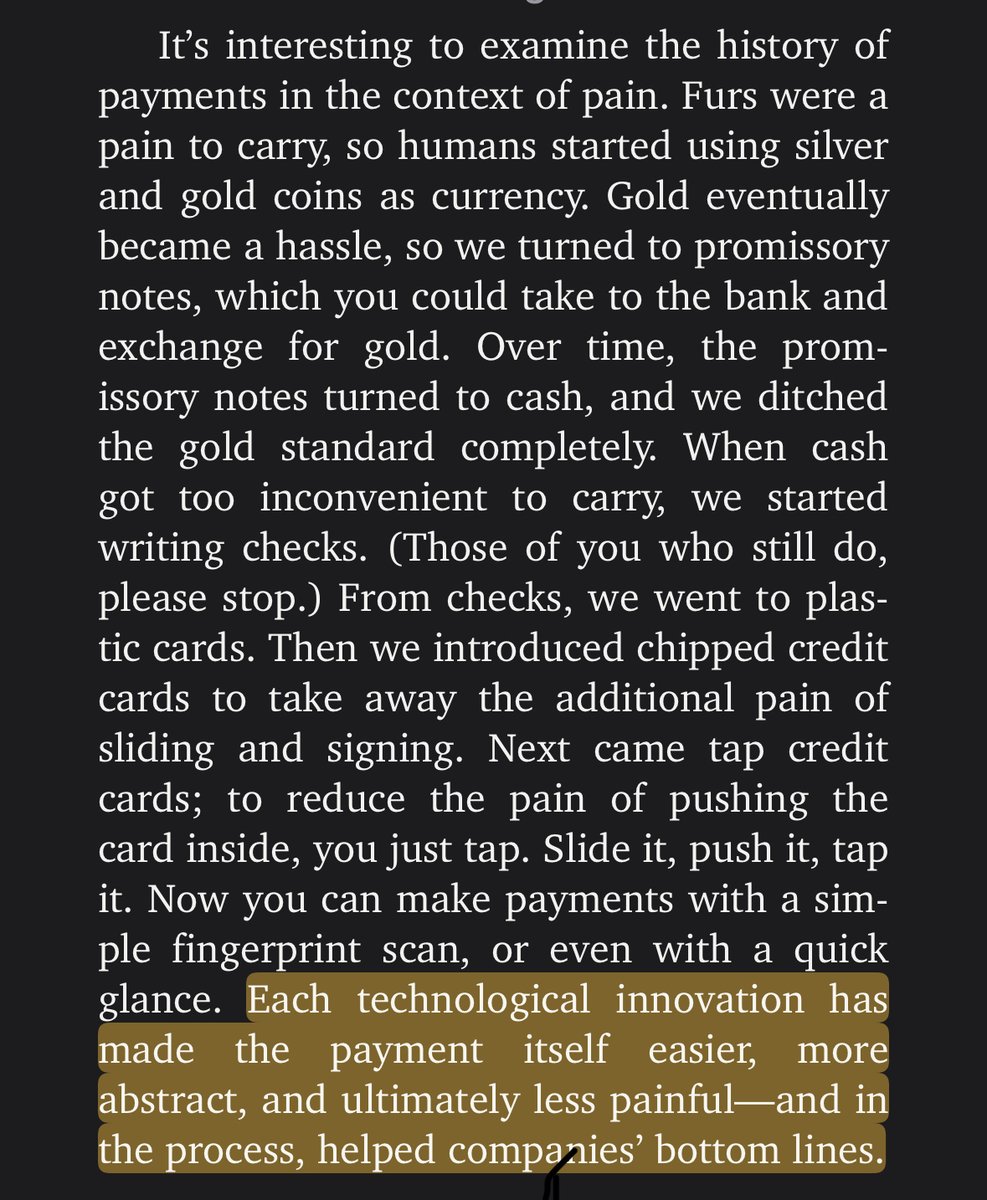 How the pain of paying has been reduced over time to companies' benefit.

From the highly quotable ‘Blindsight: The (Mostly) Hidden Ways Marketing Reshapes Our Brains’ 

by <a href="/mattjohnsonisme/">Matt Johnson, PhD | NeuroScience Of</a> &amp; <a href="/PrinceGhuman248/">Prince Ghuman 🧠</a>