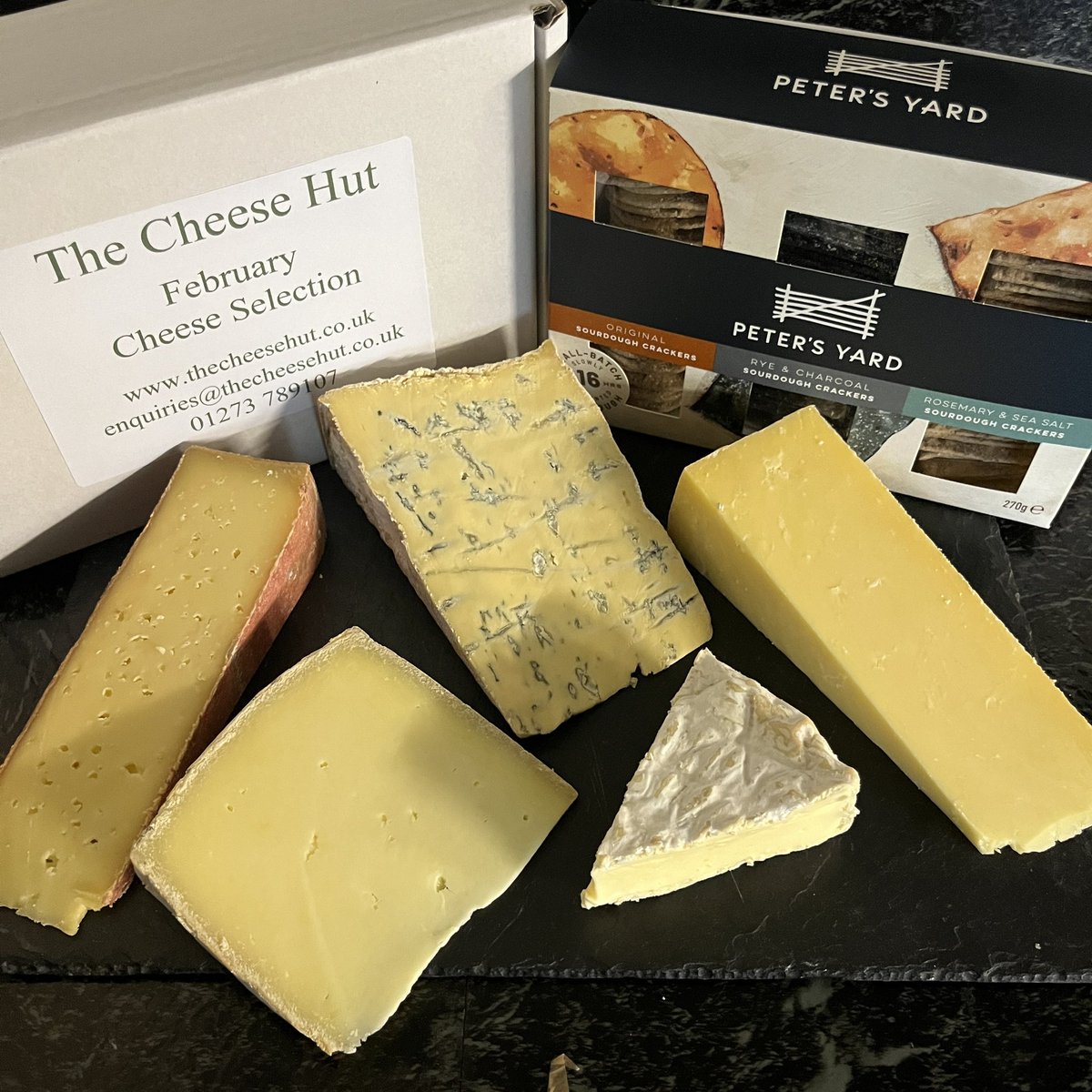 TheCheeseHut1's tweet photo. Our #February #Cheese box is available to order in-store or #online This month our selection includes #Quickes Mature #Cheddar #Beauvale #Burford #Sussex #Camembert &amp; #Bibury 
1kg of ##Cheeses plus #Crackers only £34.95 
Order here ⬇️
https://t.co/c3yLJ8U0aj https://t.co/GC1Dxzhoqm