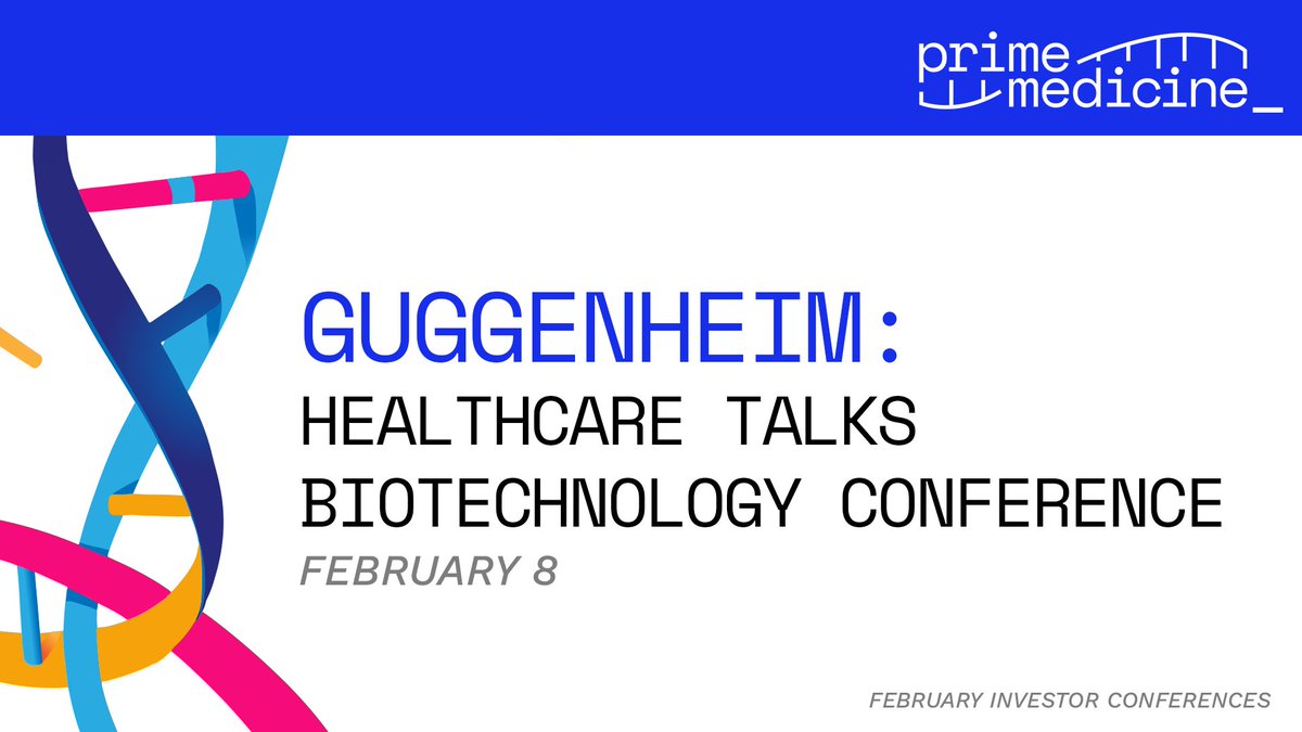 Prime management will participate in #Guggenheim Healthcare Talks this month. Details here. investors.primemedicine.com/news-releases/… $PRME