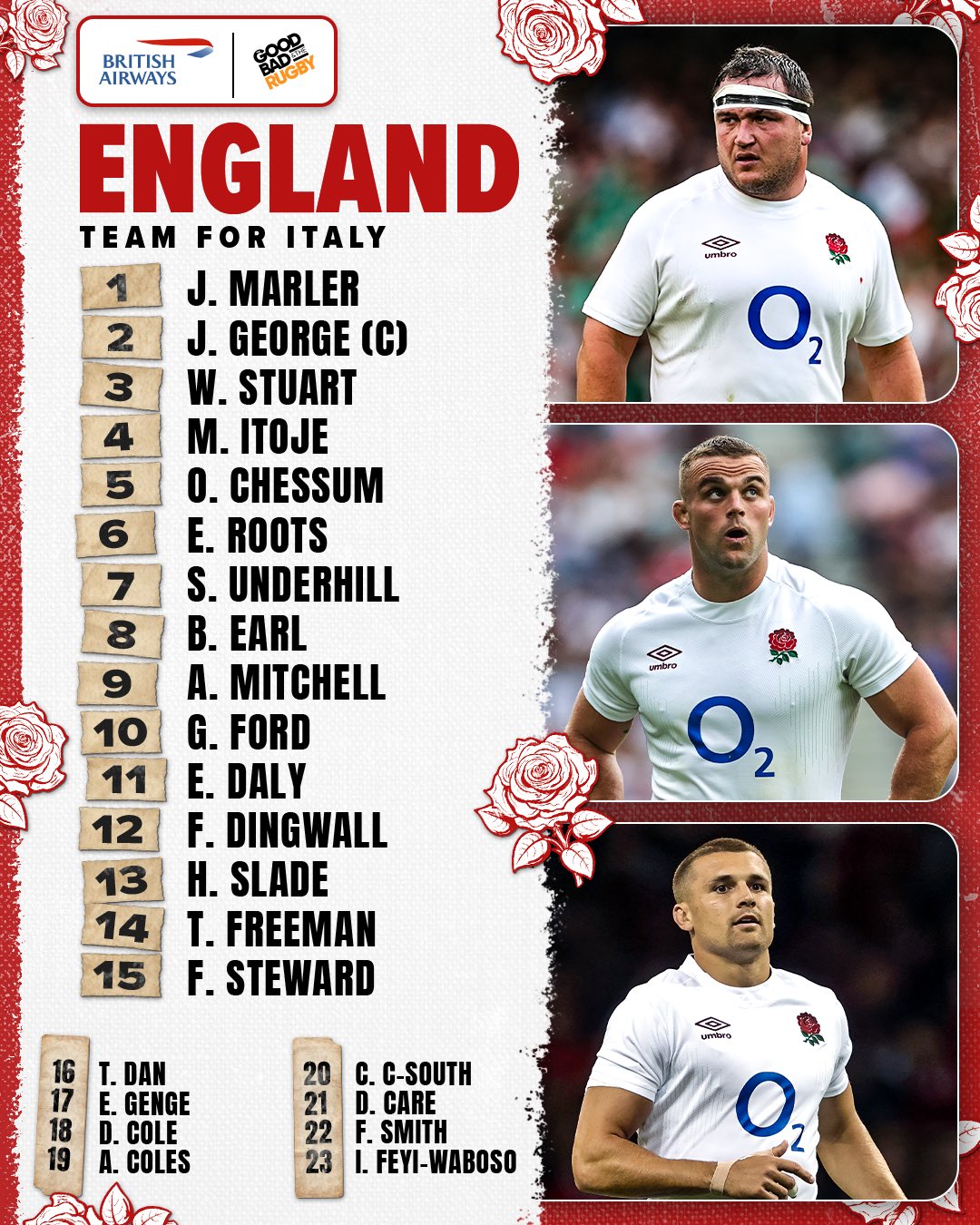 England rugby starting lineup discount