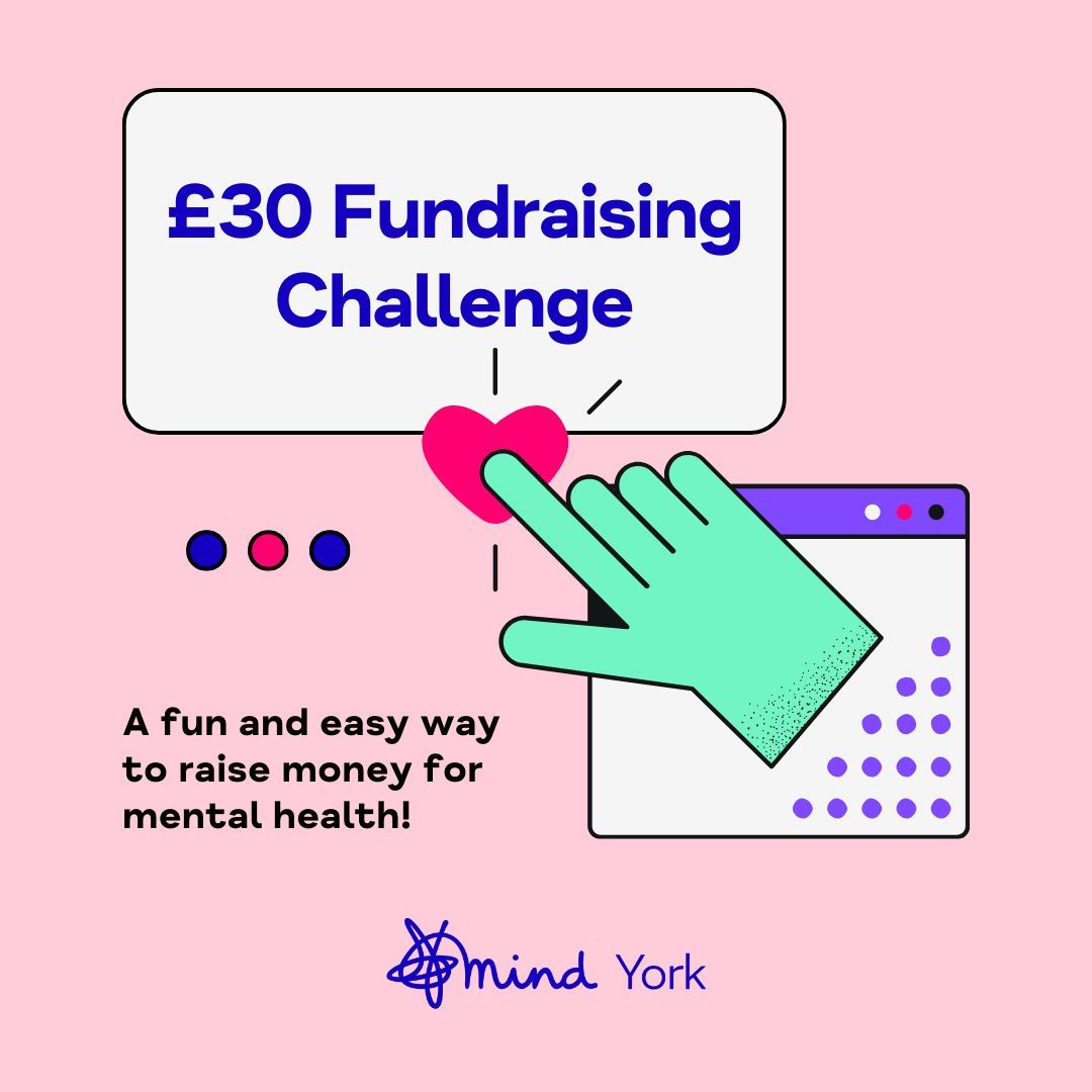 We're calling on all our incredible supporters to raise just £30 each in support of York Mind. Wondering what the £30 Challenge is all about? It's your chance to make a positive impact on mental health! 💙 Find out more: yorkmind.org.uk/get-involved/f…