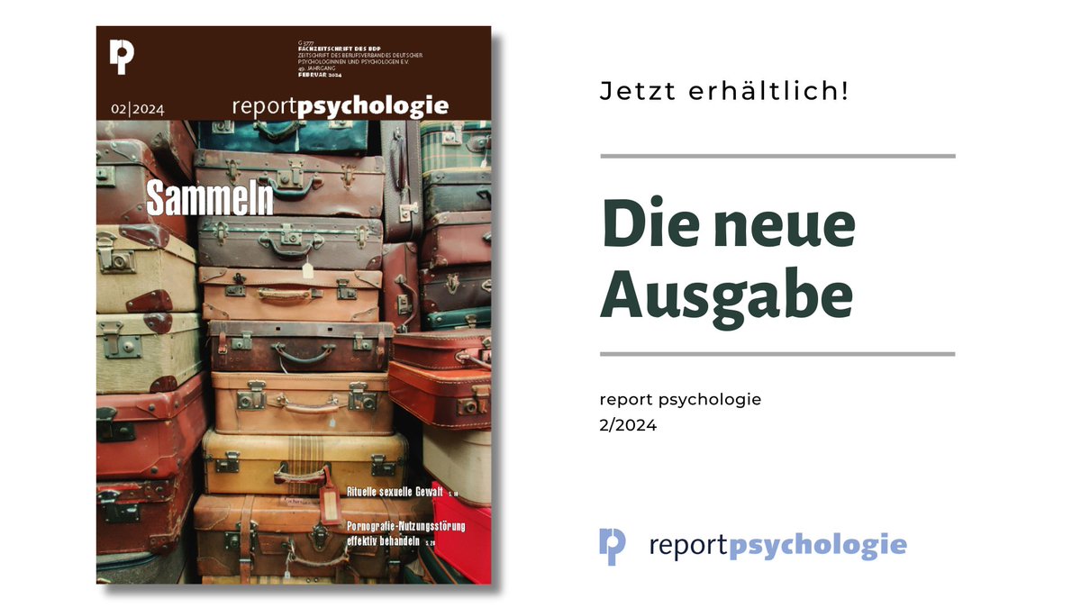Heute erscheint die neue Ausgabe des Report Psychologie. Heft Nr. 2/24 widmet sich dem Thema "Sammeln" und seinen verschiedenen Facetten. Hier können Sie das Heft bestellen: psychologenverlag.de/Produkte/dCatI…