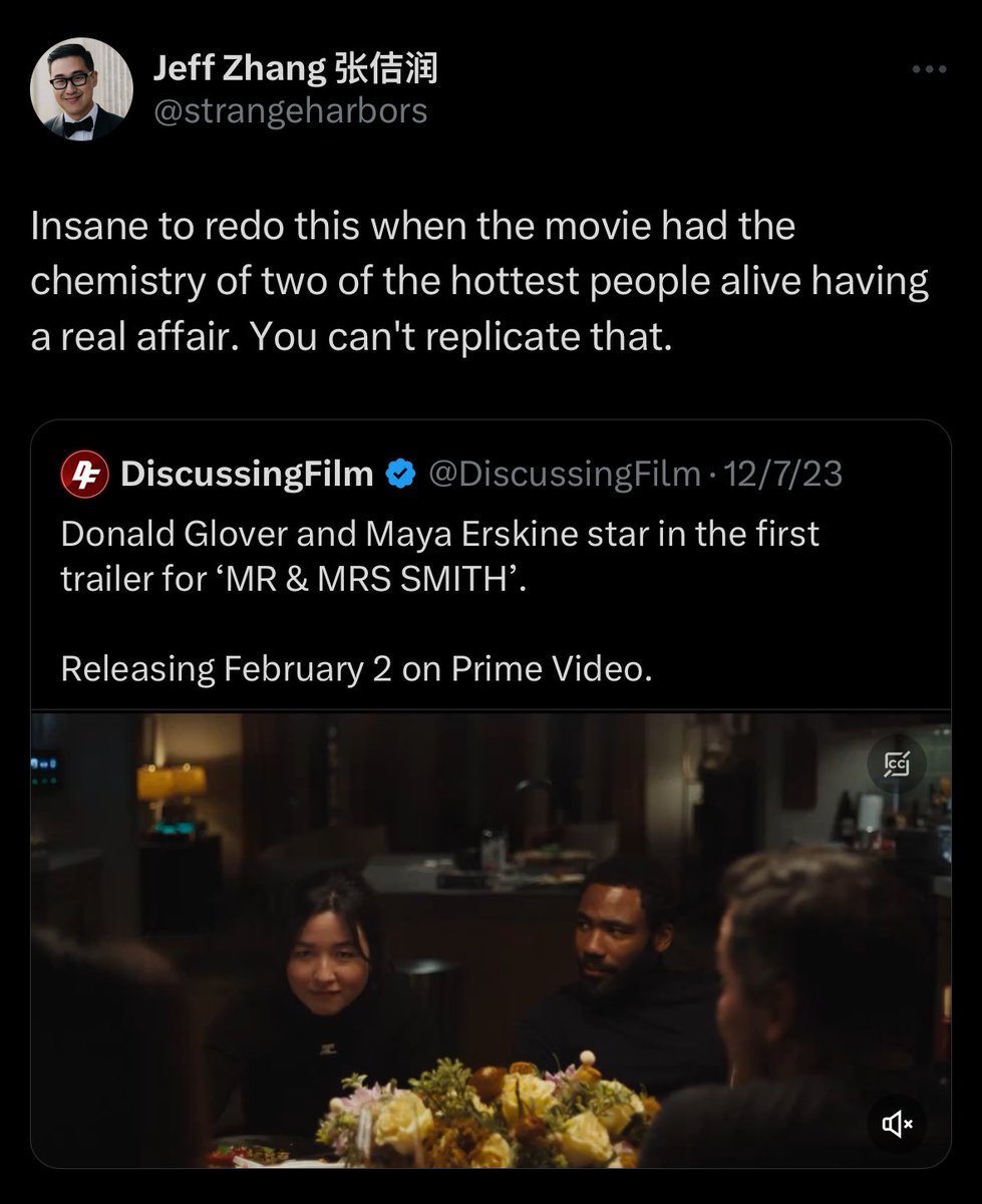 strangeharbors's tweet photo. Watched all eight episodes of the new Mr. &amp; Mrs. Smith and have come to the conclusion that I owe it an apology. I was not familiar with its game. https://t.co/FheHMvdDpJ