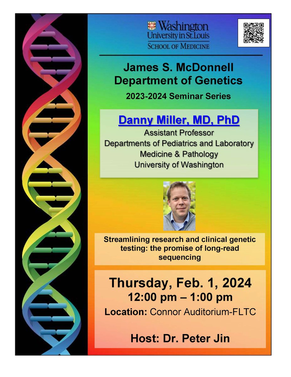 Don't miss @danrdanny's seminar if you're keen on streamlining genetics testing and research with long-read sequencing. Join us to discover cutting-edge techniques! @WashUGenetics @PacBio @nanopore @WUSTLmed