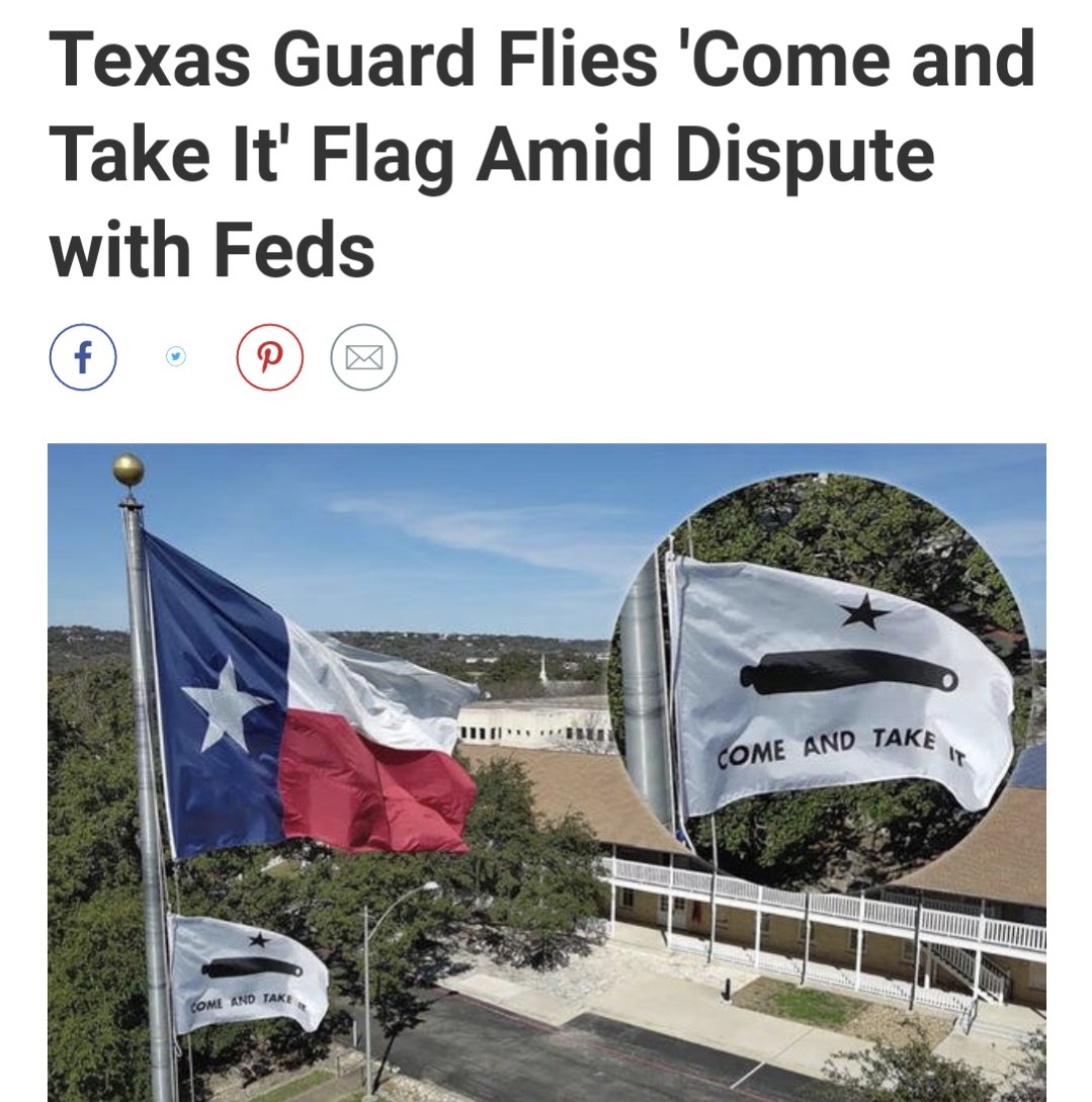 DrDeath1776's tweet photo. Attempts to federalize the Texas National Guard may not go smoothly as they have begun flying the Gonzales flag. https://t.co/hHSqo38m7p