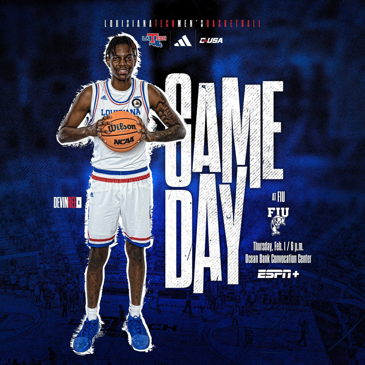 LATechHoops's tweet photo. GAME DAY

🆚 FIU
⏰ 6 pm CT
📍 Ocean Bank Convocation Center
📺 ESPN+
📻 LA Tech Sports Network | LA Tech Athletics app https://t.co/MDhxbTtN1f
