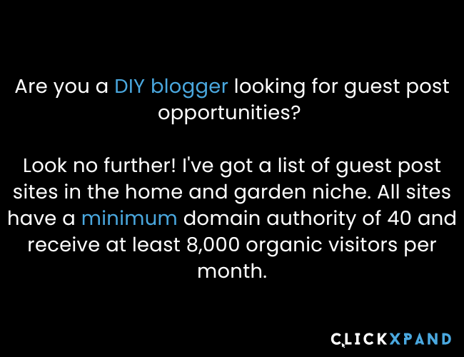 📢Start sharing your content with a wider audience today!

#clickxpand #SEOStrategy #SEO #guestpost #backlinks #bloggers #diyblogger