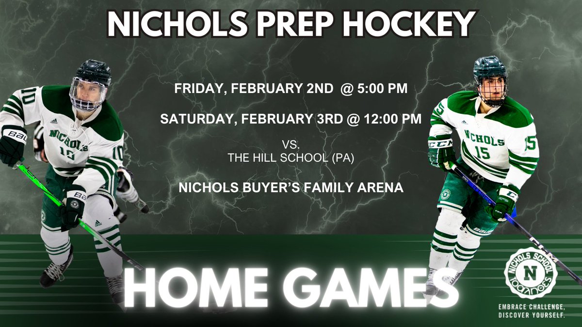NicholsHockey's tweet image. Home game weekend! Come cheer on your Nichols Vikings as they take on Hill School.  Pack the Barn!
#CultureWins #ProcessWins #ItTakesWhatItTakes #Vitua