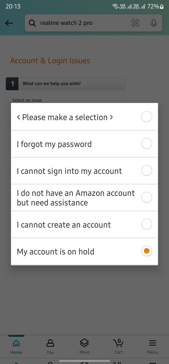 Rajesh_V_V's tweet photo. @AmazonHelp Theese are the only options I see here https://t.co/VDia8TBwcI