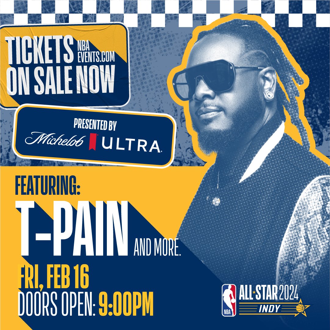 Don't miss the party in Indy 🤩

@MichelobULTRA presents @TPAIN, Friday night on the #NBACrossover stage!
 
Get tickets now 🎟️ ticketmaster.com/michelob-ultra…