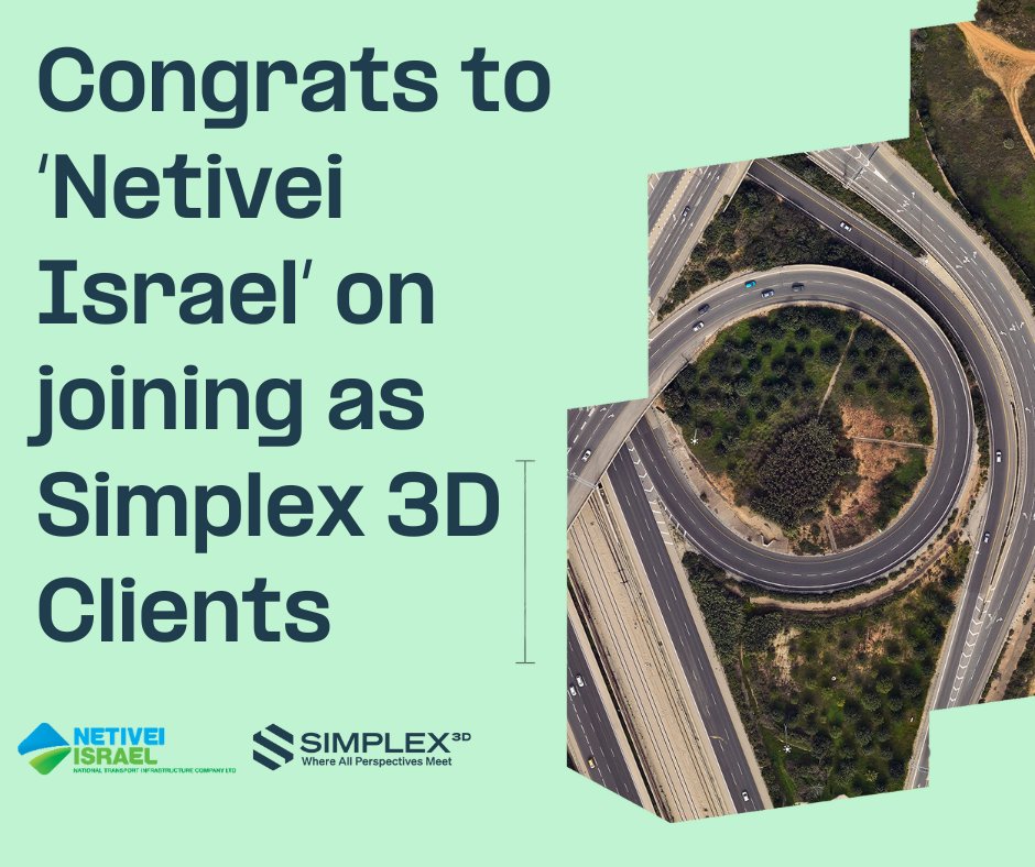 Simplex 3D congratulates Netivei Israel on joining our circle of clients. 
#Netivei_Israel #Simplex #SmartInfrastructure #InnovationInTransportation #Collaboration #InfrastructureMaintenance #FuturePlanning #TechnologyAndTransportation #IsraelConstruction #Simplex3d