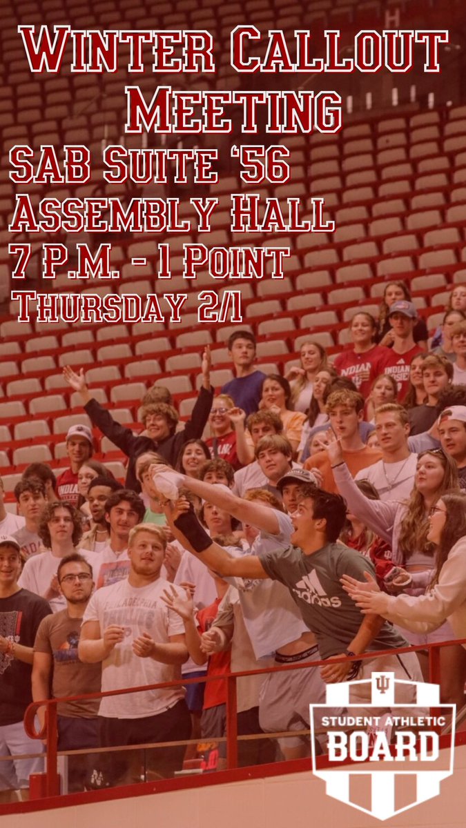 WINTER CALLOUT MEETING TONIGHT! ⚪️SAB Suite ‘56 🔴Assembly Hall ⚪️7pm 🔴1 point