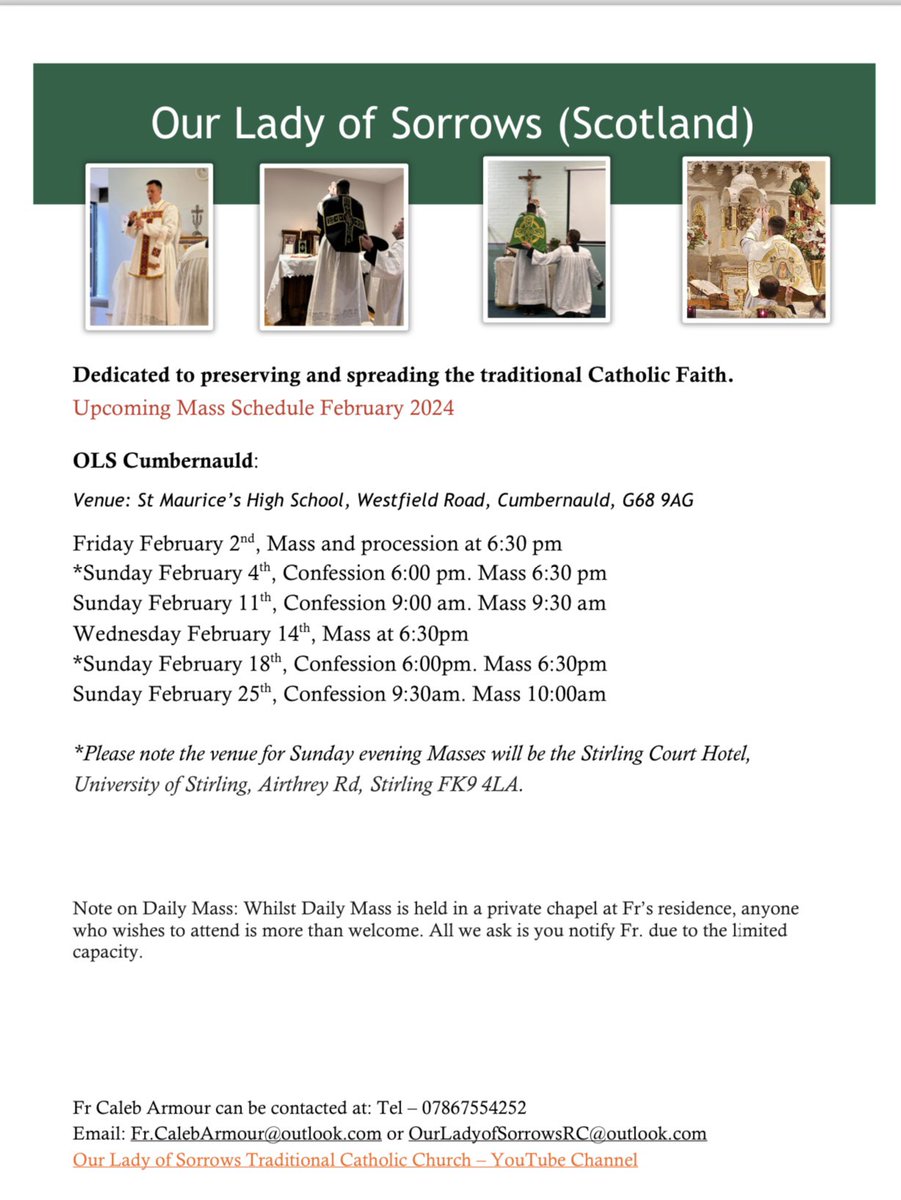 X12mom's tweet image. Father Armour’s Mass ( non una cum) schedule for Scotland, England, and Ireland for month of February. We are blessed as we begin this year to be able to celebrate feasts etc that we have previously been unable to experience such as Candlemass and Ash Wednesday. Giving thanks to…