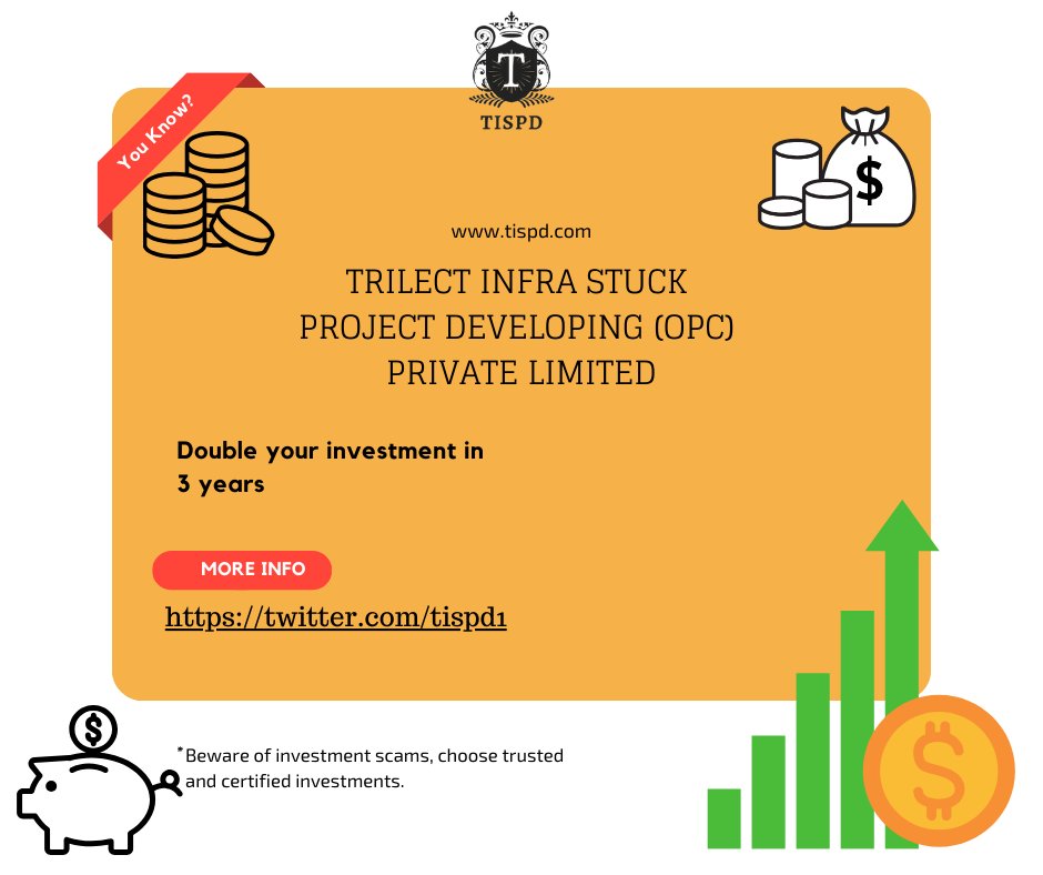 tispd1's tweet photo. https://t.co/QU4NYtwFYI time to invest in infrastructure and industry projects! Put in a small amount and double your investment in 3 years. Don't get stuck in projects that won't give you returns. Double Your Investment in Three Years, Exit Anytime with a 12% Interest Guarantee! For Invest Now follow the link  Visit us : https://t.co/hYbCR0AaMN #financing #investment #smallinvestment #moneysave