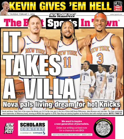 CoachJayWright's tweet image. This is a thrill for the NovaNation - these three have to get it done for the @nyknicks !! @NovaMBB