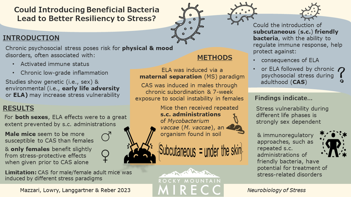RMIRECC's tweet photo. Looking into the benefits of friendly bacteria as a potential #treatment for #StressDisorders

Read more detailed results &amp; discussion in our pub https://t.co/GO9icjZTeH

#VisualAbstract https://t.co/ZjRYc1x0ar