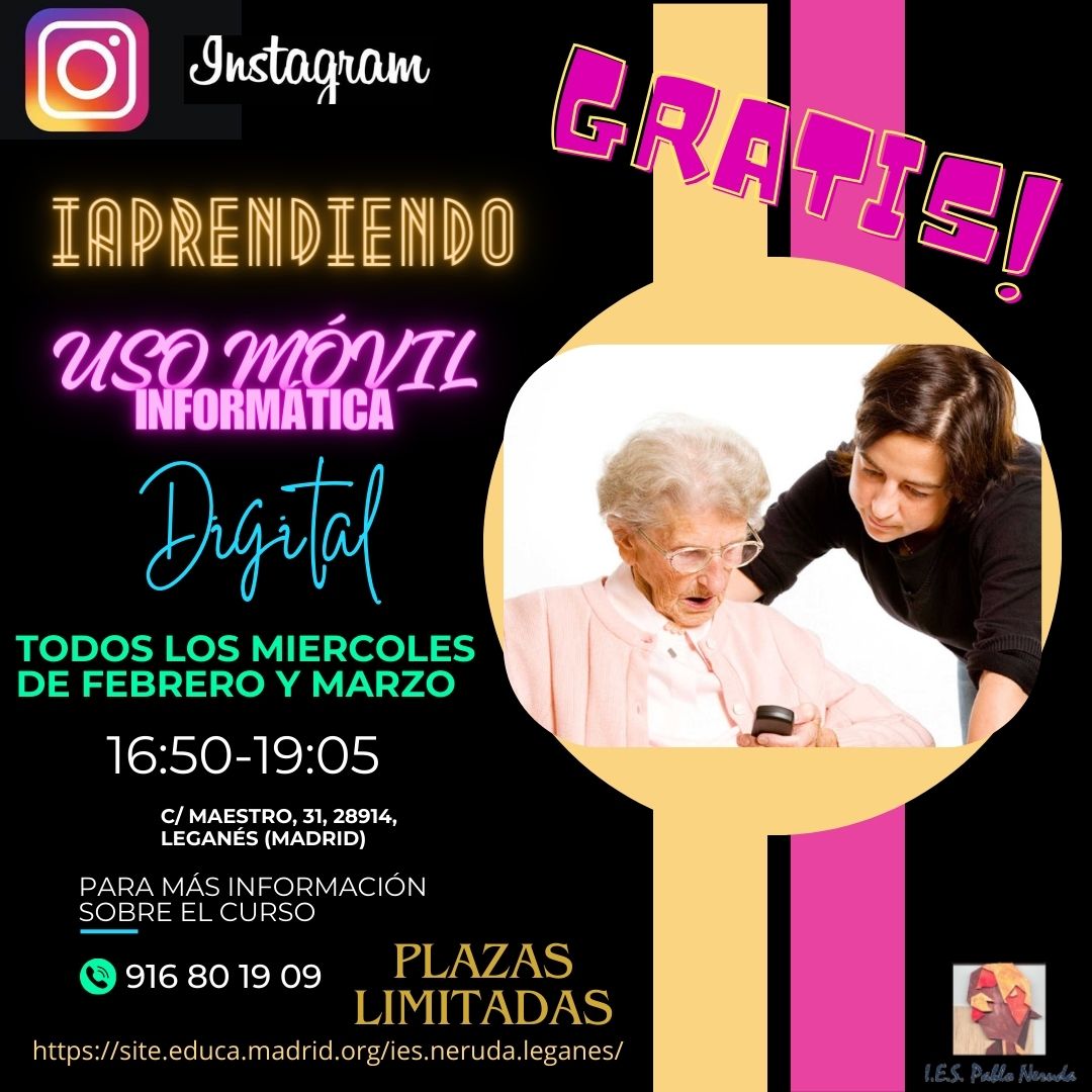 Los alumnos del Grado Superior de Administración y Finanzas, han creado un programa GRATUITO de alfabetización informática para las personas de la tercera edad.. 
Miércoles de febrero y marzo de 16:50-19:05h
¡¡PLAZAS LIMITADAS!!
Reserva llamando al 916 80 19 09
Os esperamos!