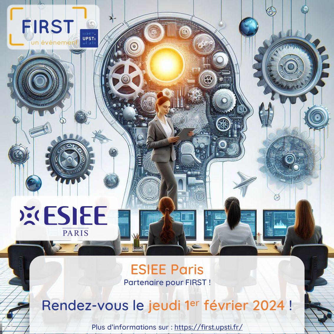 [#first2024] Pour la 4e année consécutive, @ESIEEPARIS est partenaire de l’événement F.I.R.S.T. de l'@upstifr ce 1er février. Objectif : sensibiliser les collégiennes et lycéennes aux carrières scientifiques et technologiques lors de tables rondes. Infos : esiee.fr/actualites/esi…