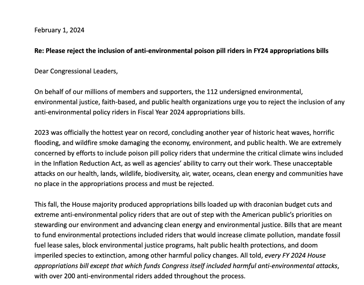 LCVoters's tweet photo. NEW: We led a letter w/@NRDC signed by 100+ organizations calling on Congress to reject anti-environmental poison pill policy riders in FY24 appropriations bills.

Congress must not sacrifice the health and safety of our communities to cater to political extremism. #NoPoisonPills https://t.co/y6bCw6gmhc