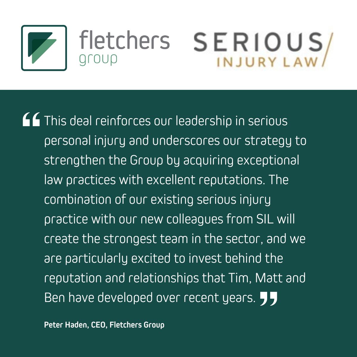 We're excited to announce that @fletchers_group has acquired Bolton-based serious injury specialists @seriouslaw.
 
Read more: fletcherssolicitors.co.uk/news/fletchers…

#acquisition #growth #expansion #seriousinjury #courtofprotection