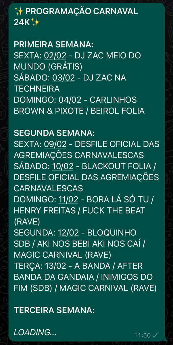 morerasz's tweet photo. ✨ PROGRAMAÇÃO DO CARNAVAL 2024 ✨

Lançando as datas aqui pra ajudar vocês a se organizarem ✨

@Techneravive @pd_blackout @sdbeventos @pdgandaia @PMMacapa @blocoboralasotu https://t.co/oTEOv2vHHk