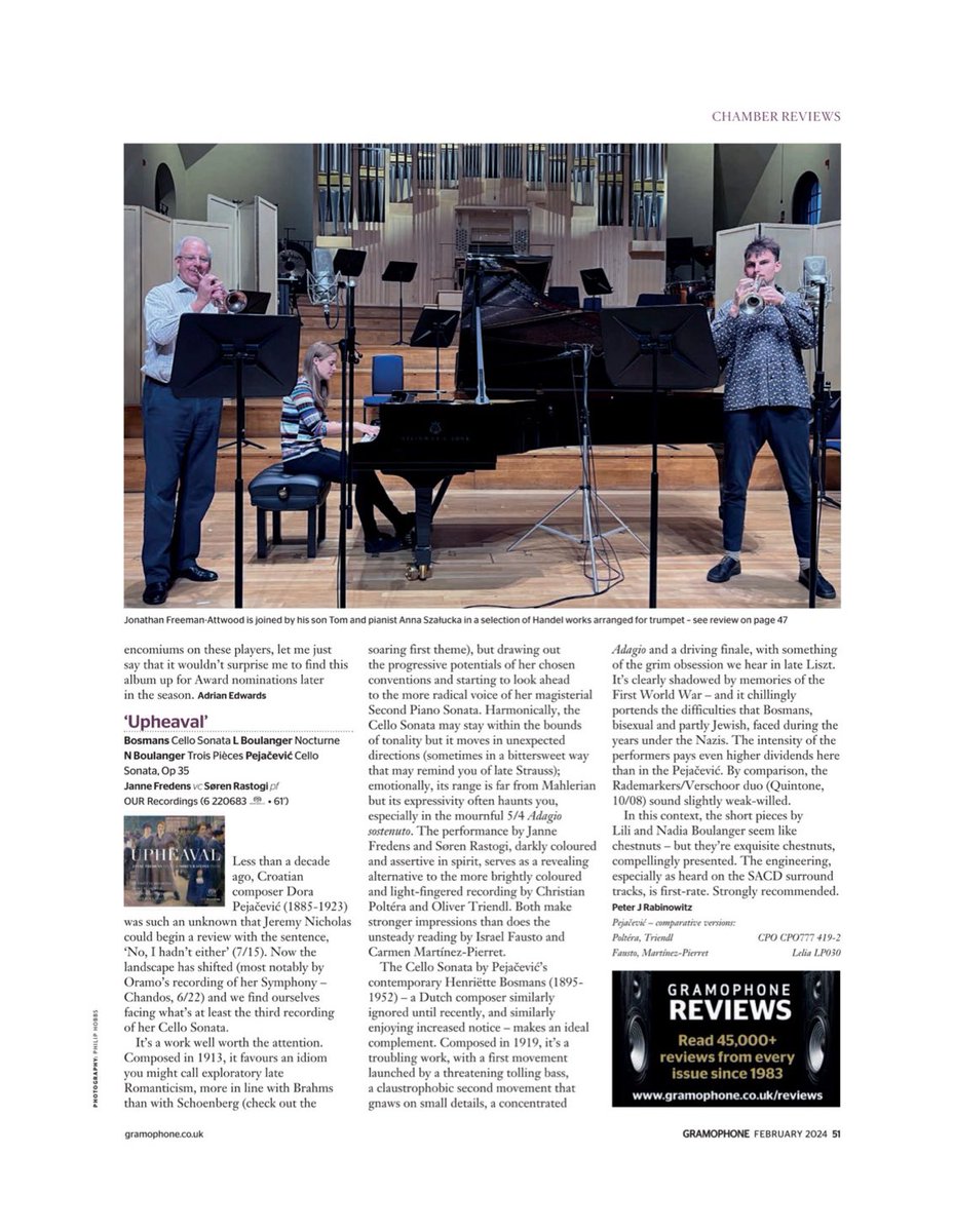 I’m generally wary of sharing reviews — it’s strange to emphasize one person’s subjective reaction to a musical snapshot, but sometimes it just feels like they GET what you’re trying to do and it’s deeply satisfying. Thank you @GramophoneMag for such astoundingly kind words! ♥️🌹