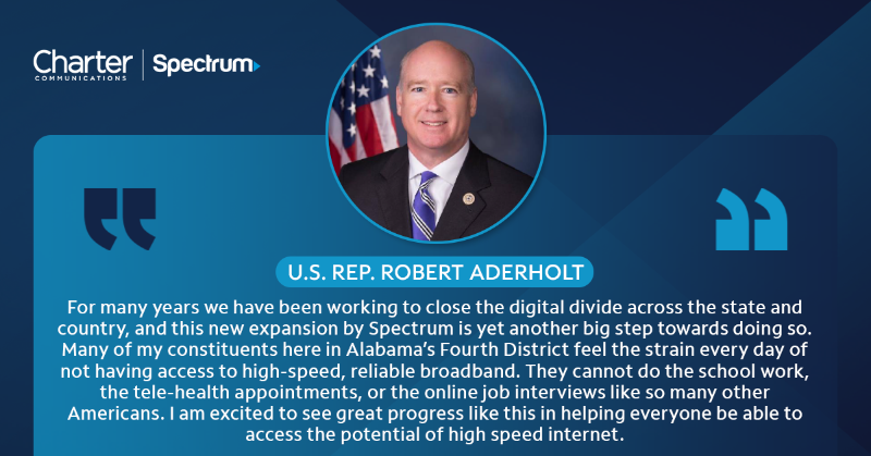 CharterGov's tweet photo. 📣 NEW CHARTER #RDOF BUILDOUT:
📍 Cullman County, AL
🏠 1,900+ Homes &amp; Businesses Now Have High-Speed Internet Access

Thank you Rep. @Robert_Aderholt for supporting efforts to close the #rural digital divide.