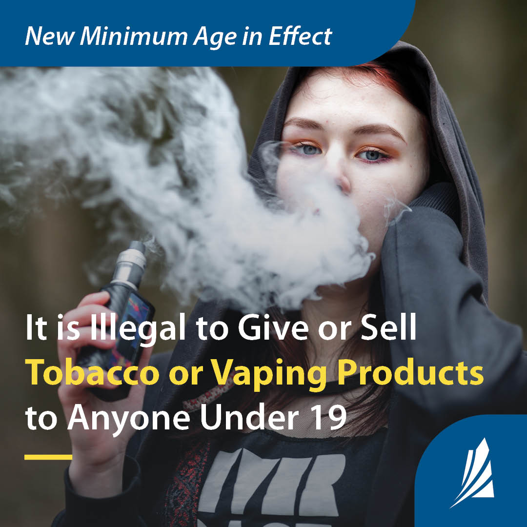 Starting February 1, the minimum age for purchasing tobacco or vaping  products in Saskatchewan increases from 18 to 19. A government supplied  photo ID with birthdate and signature is required to purchase these  products.