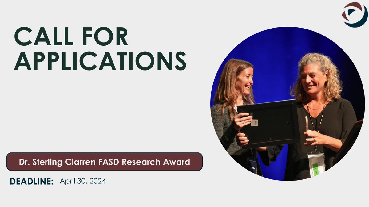 Applications are now open for the 2024 Sterling Clarren FASD Research Award!

The winner will join a selection of remarkable individuals who have made significant contributions to the field of FASD research. 

Deadline: April 30 

Find out more and apply: ow.ly/hiYL50QtkFM