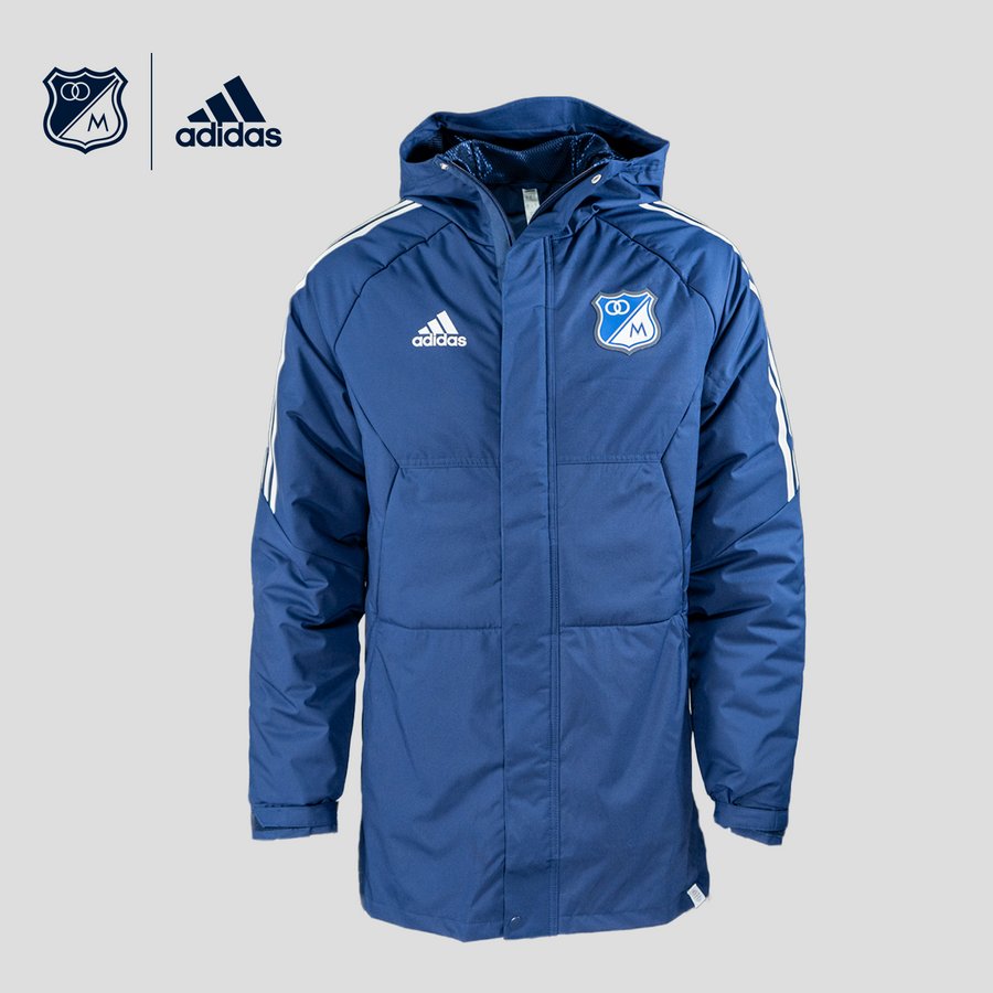 MillosDColombia's tweet photo. En la tienda de Millonarios está a la venta la chaqueta Adidas fillat larga 2023. Tiene un valor de $599,950 https://t.co/D4Mxl7RyVA