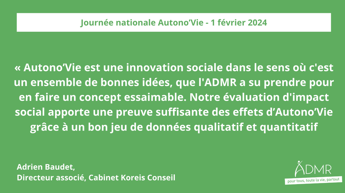 ADMRun's tweet photo. 📢Adrien Baudet « Autono’Vie est une innovation sociale dans le sens où c'est un ensemble de bonnes idées, que l'ADMR a su prendre pour en faire un concept essaimable. Notre évaluation d'impact social apporte une preuve suffisante des effets d’Autono’Vie » https://t.co/yPKUY0kBf7