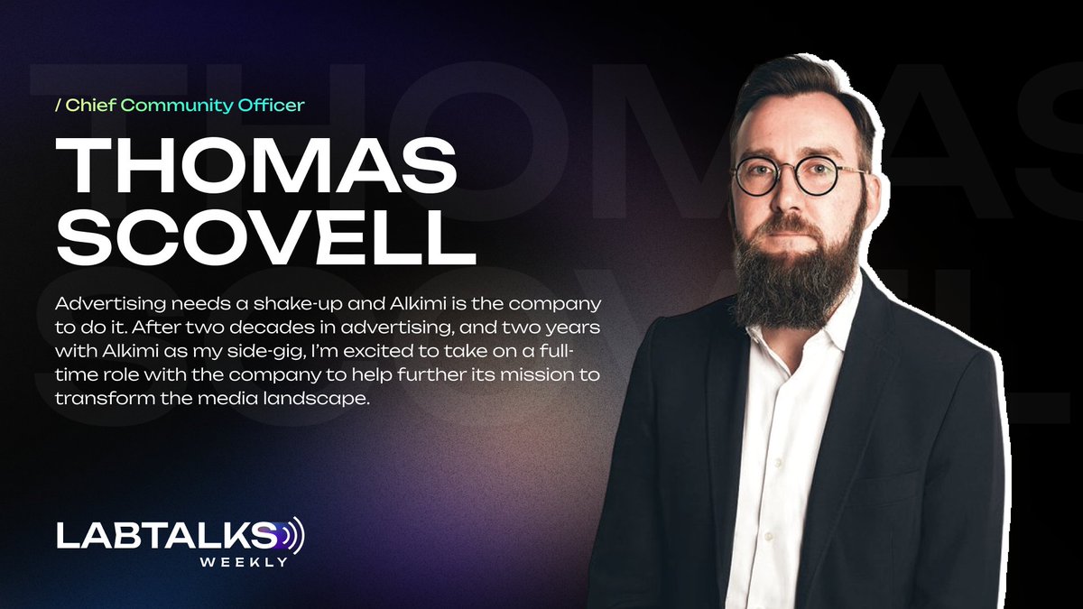 AlkimiExchange's tweet photo. We are so excited to announce that @ThomasScovell has OFFICIALLY become an Alkimist!! Introducing our Chief Community Officer 🔥

TS has been the real MVP in making the $ADS community what it is today. From tackling every single one of your questions all the way to getting our Alkimi Node Operators onboarded & much much more, he's the heart and soul of the ADS family. We wouldn't be here without him! 🫡

Big cheers to you @ThomasScovell 🥂

Check out his blog here > https://t.co/yVvlKwAHZJ
