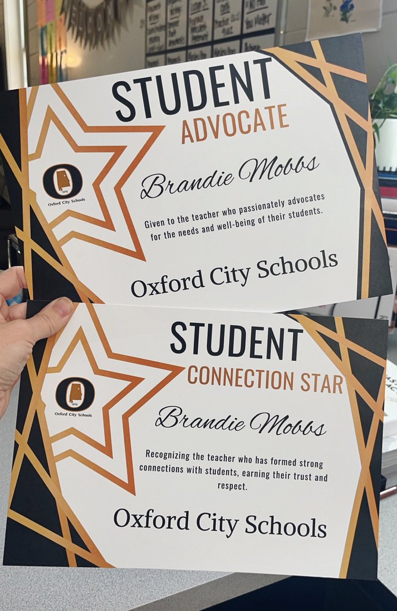 “Some of the hardest and most vital work we do as teachers cannot be captured in a data set.”

What a blessing on my heart it was being handed these awards this morning. 

Thank you, <a href="/ocsjackets/">Oxford City Schools</a> 🖤💛