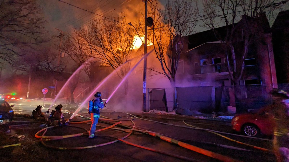 Fire crews are still on scene in the 100 block of Osgoode St (Originally reported to be on Sweetland). The call came in at approx. 05:26 when multiple 9-1-1 callers from on site reported thick black smoke and flames coming from the row of four three storey townhomes. A "working