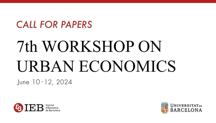 📣 #CallForPapers: 7th Workshop on #UrbanEconomics  ⏰ Deadline: March 4, 2024 🗣️ Keynote speakers: @StephanHeblich (@uoft) & @melaniemorten (@stanford) 📅 June 10-12, 2024 📍 @ubeconomics Info 👉 i.mtr.cool/pmufznlicd