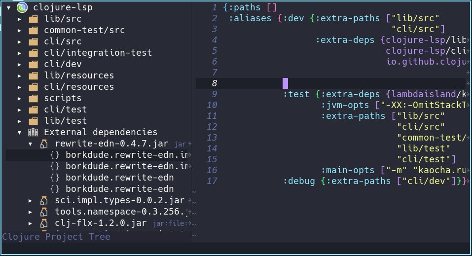 ericdallo's tweet image. Released clojure-lsp with a new project tree feature 🎉 
clojure-lsp.io 

If you liked it, consider supporting the project :) 
github.com/sponsors/cloju… 
#clojure #clojureLSP #LSP