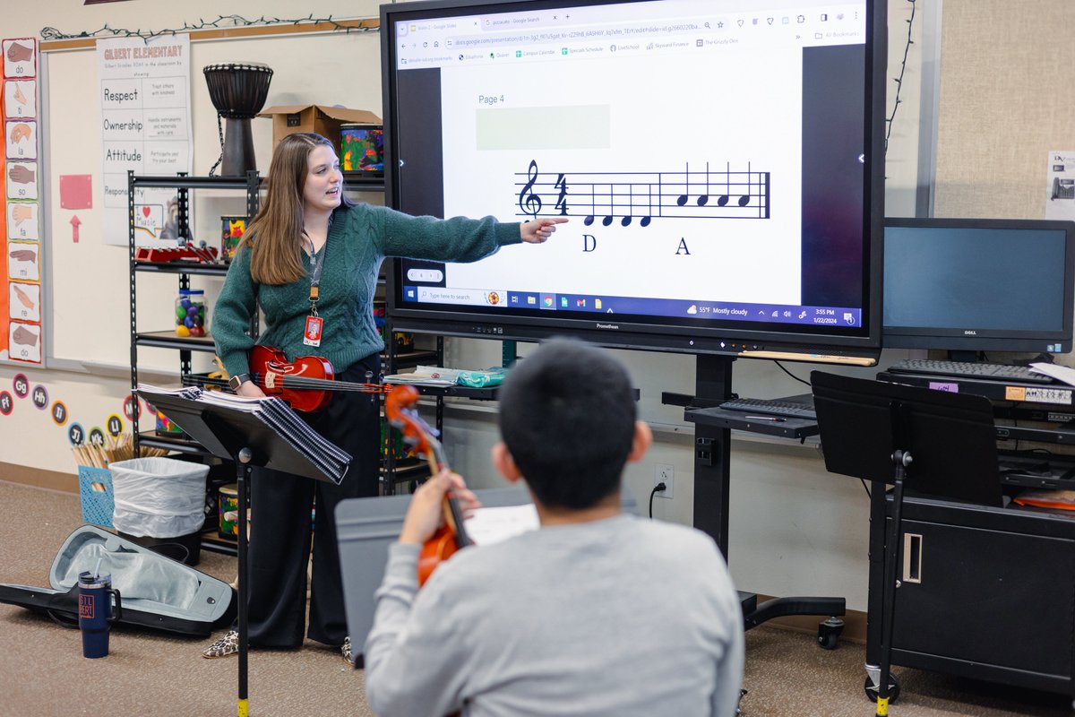 Students at Gilbert ES are learning how to play the violin in the new LEAD orchestra after-school program! With only three lessons in, students have learned the basics of the violin such as names of parts, practicing shoulder rest stability, and even plucking along to songs!