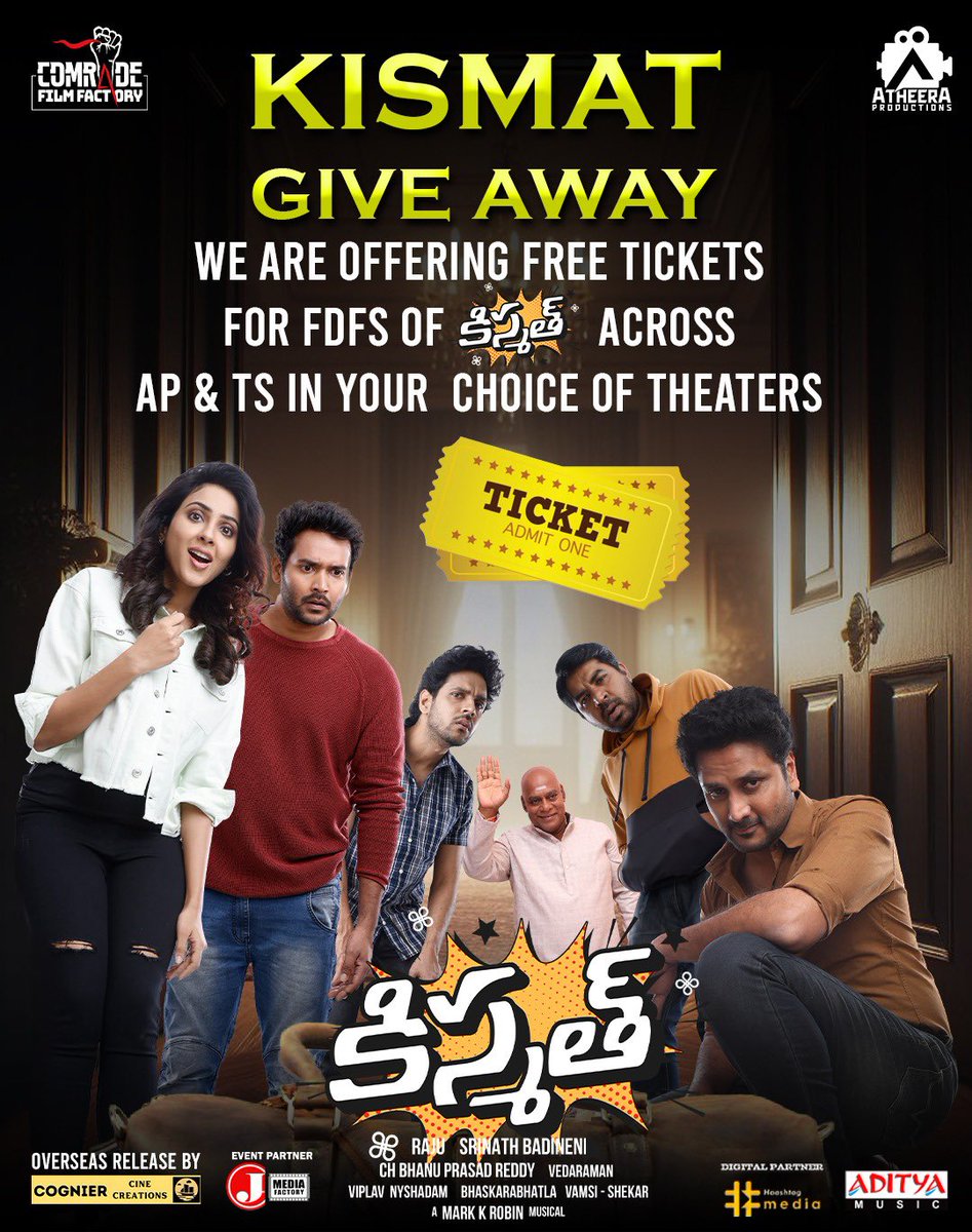 🎬 Exciting News! 🎉 We’re giving away Kismat movie tickets! Follow us on Instagram, tag a friend, and post a story for a chance to win. Don’t miss the chance to experience the magic of Kismat on the big screen! 🌟🎟️  #TicketGiveaway   #KismatTelugu #KismatOnFeb2nd #Qismat