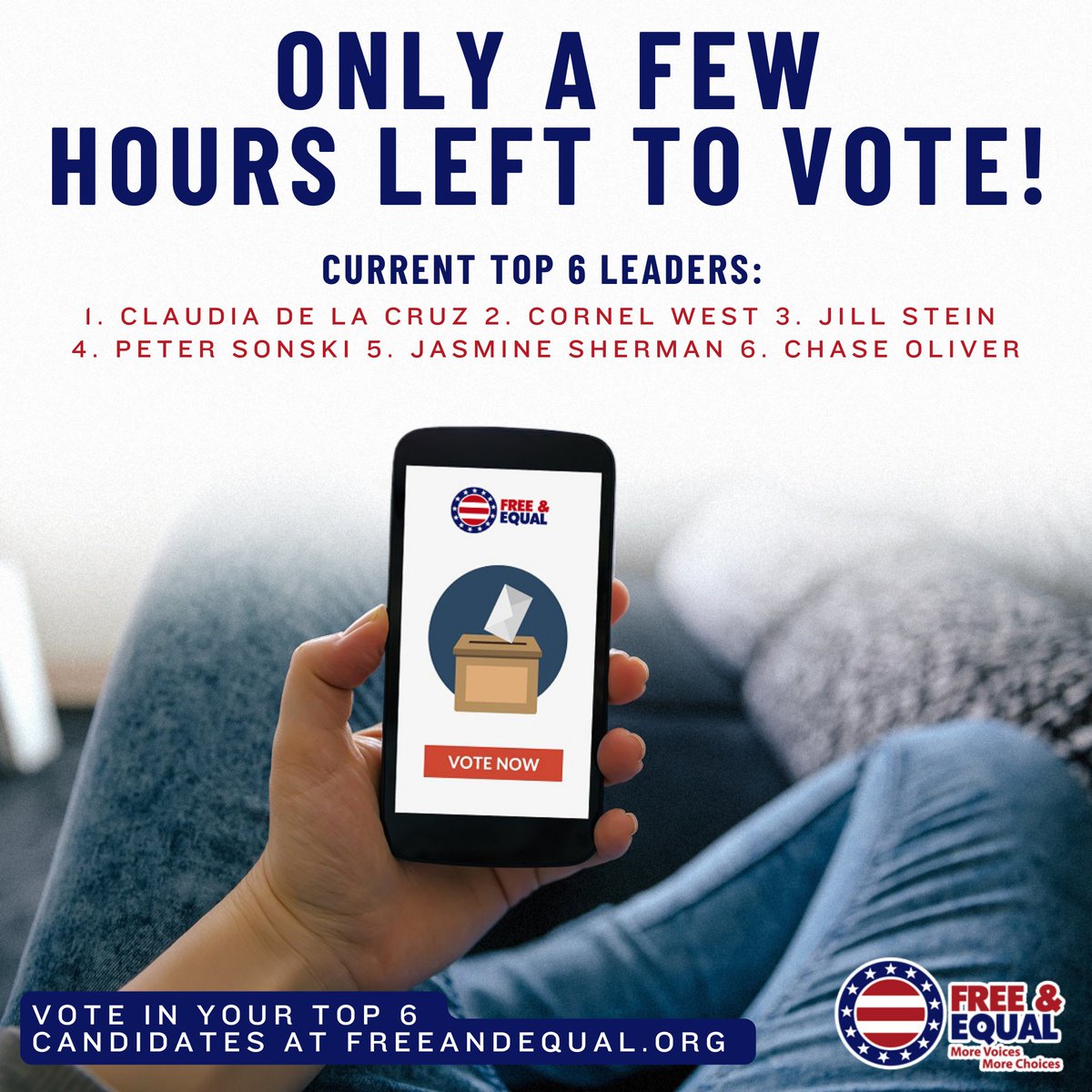 FreeandEqual's tweet image. Just a few hours left to vote!! 🗳️👇

Voting ends today at 11:59 am EST! 
Vote Here: vote.freeandequal.org

#ElectionInnovation #FreeAndEqual #BlockChainVoting #NexusIO