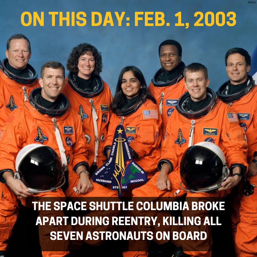 K8 News on X: "On this day in 2003, the Space Shuttle Columbia was 16  minutes from landing when the orbiter broke apart during reentry, killing  all 7 souls on board. https://t.co/s4cfOzhW3P" /
