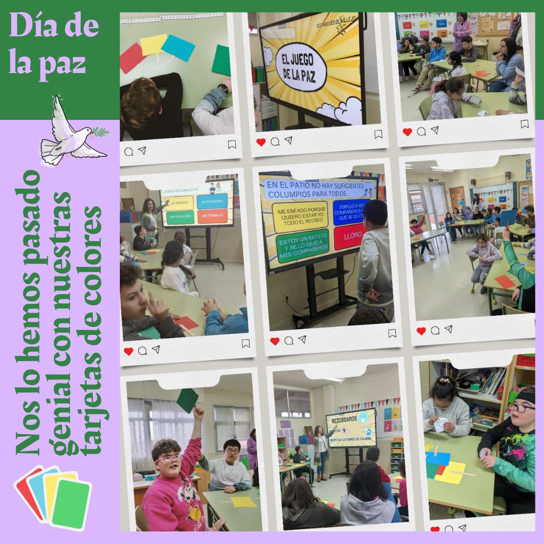 ceemvallejo's tweet photo. En el pasillo verde hemos trabajado el día de la Paz a través de un concurso de preguntas sobre qué significa la paz para nosotros. También nos hemos mandado mensajes entre los compis en nuestro buzón secreto. Qué ilusión recibir esos mensajes bonitos de nuestros compis! ☮️🕊️ https://t.co/Ef0G1qoiig