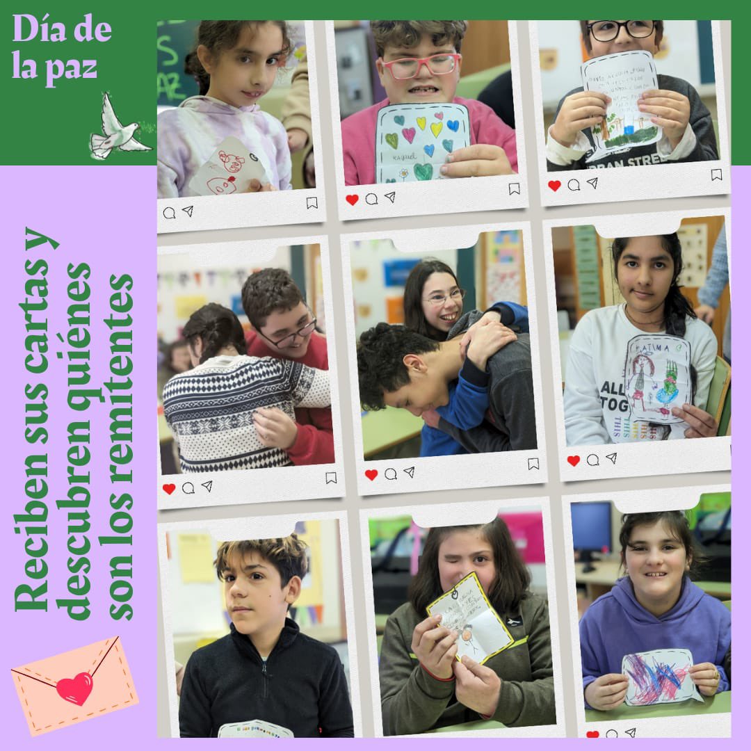 ceemvallejo's tweet photo. En el pasillo verde hemos trabajado el día de la Paz a través de un concurso de preguntas sobre qué significa la paz para nosotros. También nos hemos mandado mensajes entre los compis en nuestro buzón secreto. Qué ilusión recibir esos mensajes bonitos de nuestros compis! ☮️🕊️ https://t.co/Ef0G1qoiig